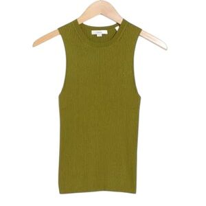 VINCE Rib Scoop Neck Tank In Basil